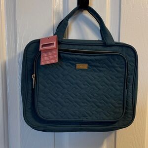 Teal Quilted makeup travel Bag